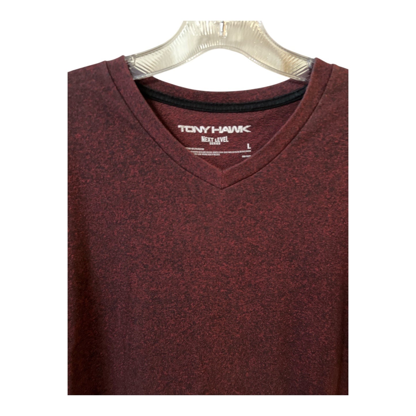 Tony Hawk Next Level Men’s V-Neck Performance T-Shirt Burgundy Large