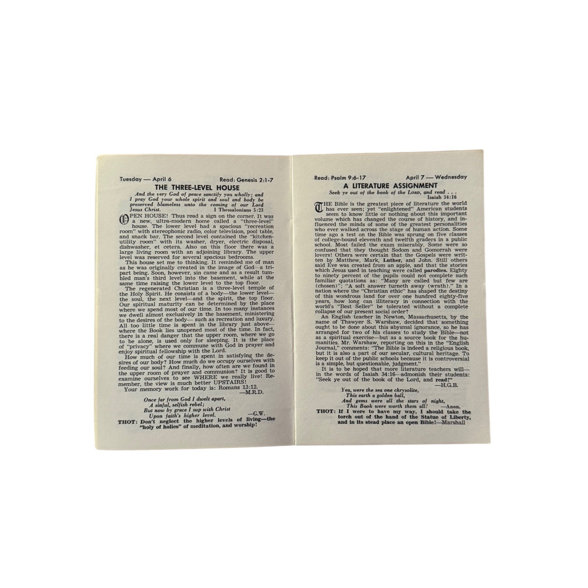 1965 Our Daily Bread April Devotional M.R. DeHaan Radio Bible Class Vintage