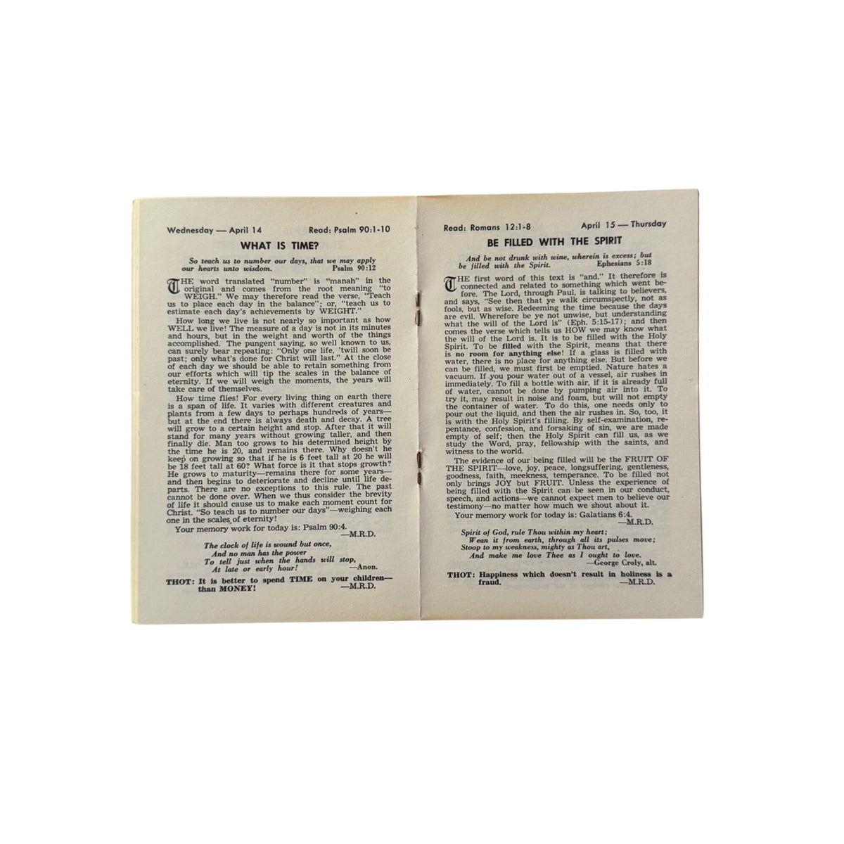 1965 Our Daily Bread April Devotional M.R. DeHaan Radio Bible Class Vintage