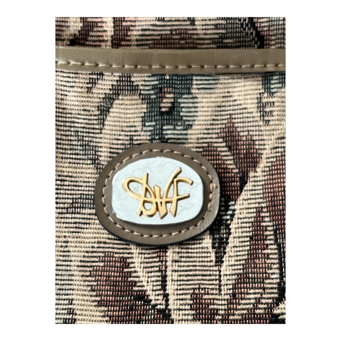 Vintage Diane von Furstenberg Floral Tapestry Tote Bag Brown Neutral Shoulder Handbag