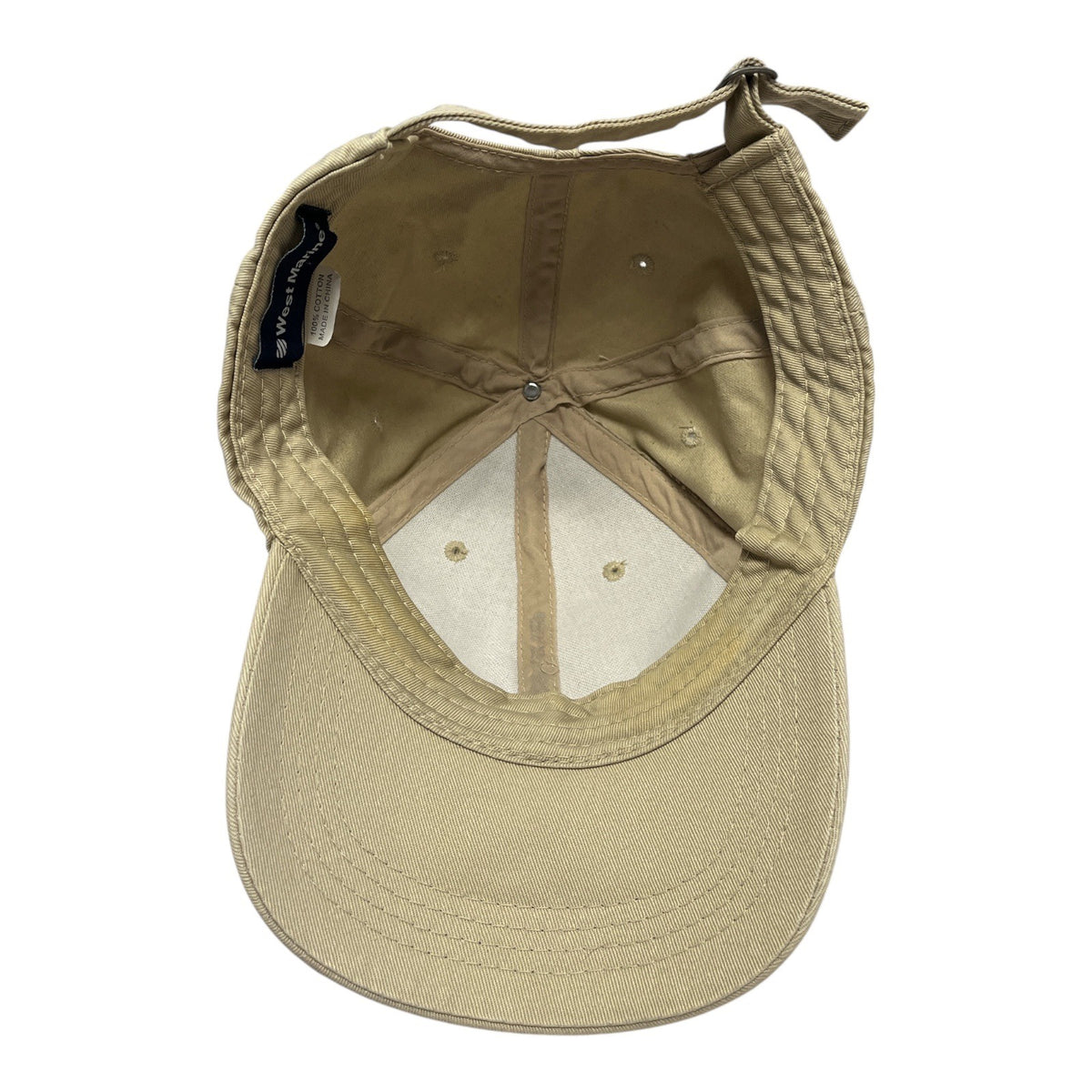 West Marine Nautical Sailing Ship Embroidered Khaki Baseball Cap Adjustable