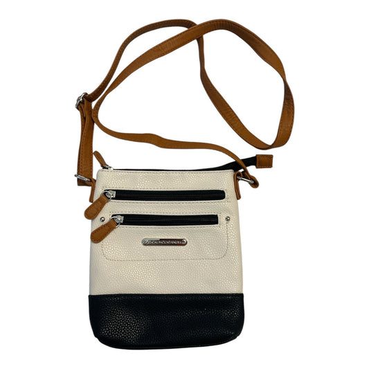 Stone Mountain USA Crossbody Bag | Black Cream Colorblock Faux Leather | 8x7.25x1"