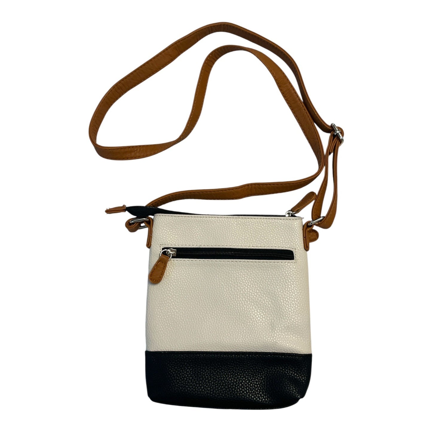 Stone Mountain USA Crossbody Bag | Black Cream Colorblock Faux Leather | 8x7.25x1"