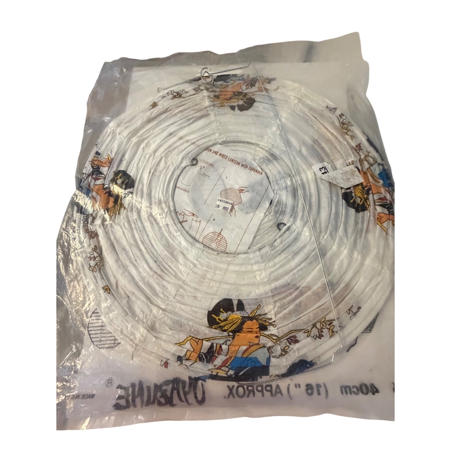 Vintage 1990 Morita Design Japanese Geisha Paper Hanging Lantern 16 Inch NOS Unused