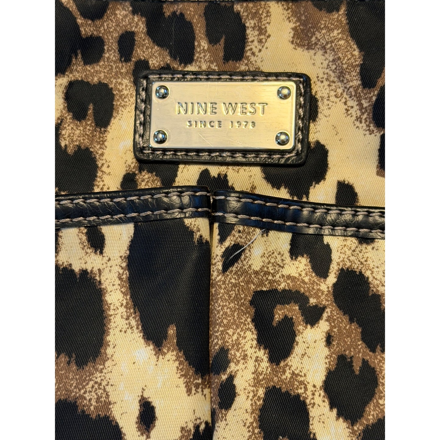 Nine West Leopard Print Crossbody Bag Adjustable Strap Nylon Purse 10x7