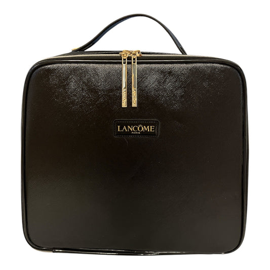 Lancôme Black Cosmetic/Travel Train Case – Gold-Tone Zippers &amp; Handle – Unused
