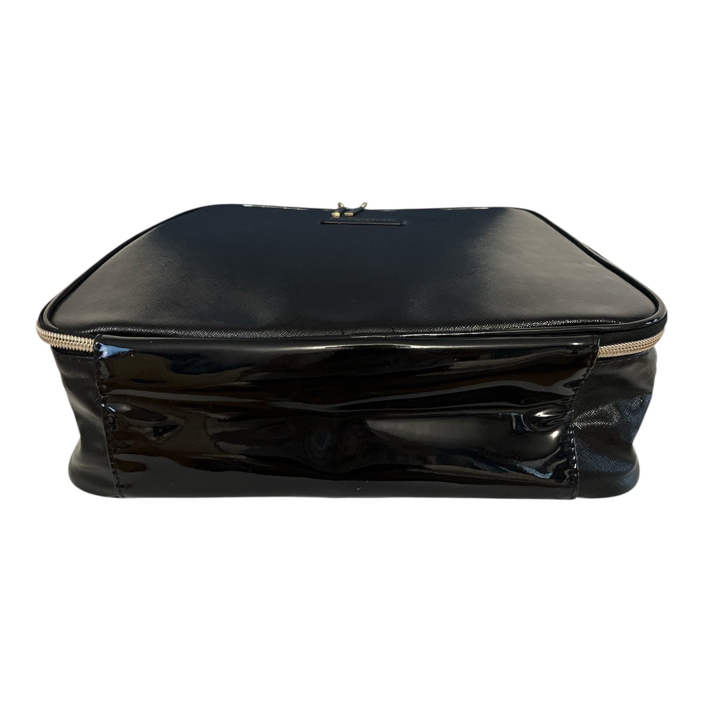 Lancôme Black Cosmetic/Travel Train Case – Gold-Tone Zippers &amp; Handle – Unused