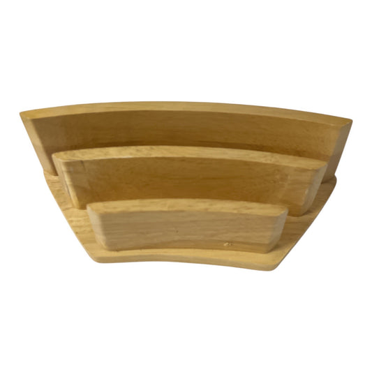 Vintage Wooden Desk Organizer Letter Sorter 3-Tier Curved Design Made in Taiwan ROC