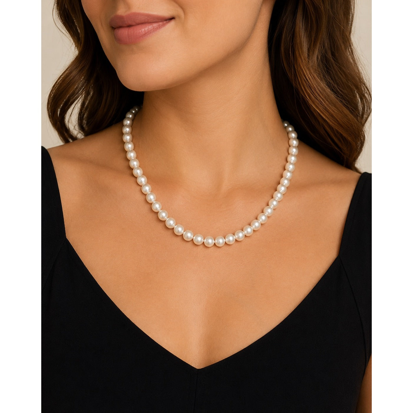 Vintage 17 Inch Faux Pearl Beaded Necklace Classic Single Strand