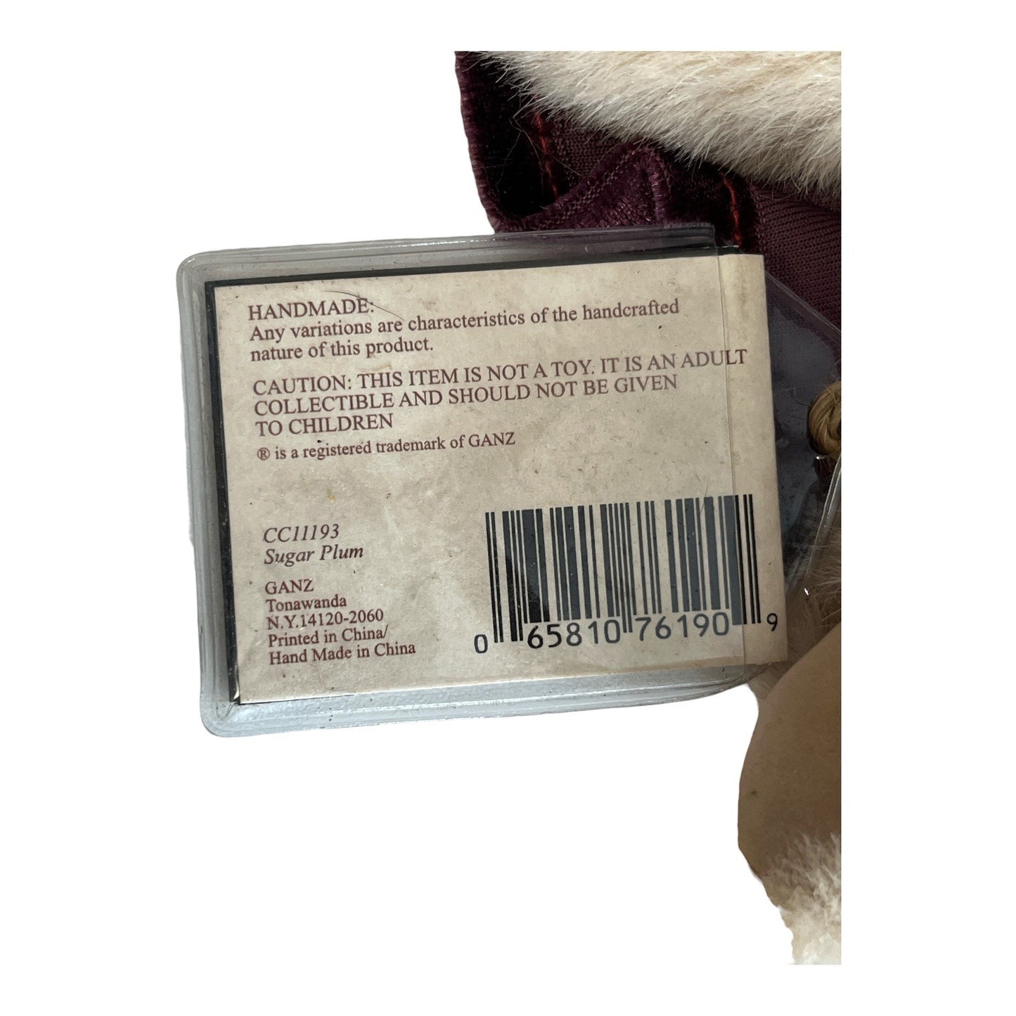 Ganz Cottage Collectibles Sugar Plum Teddy Bear Velvet Cape 10 Inch