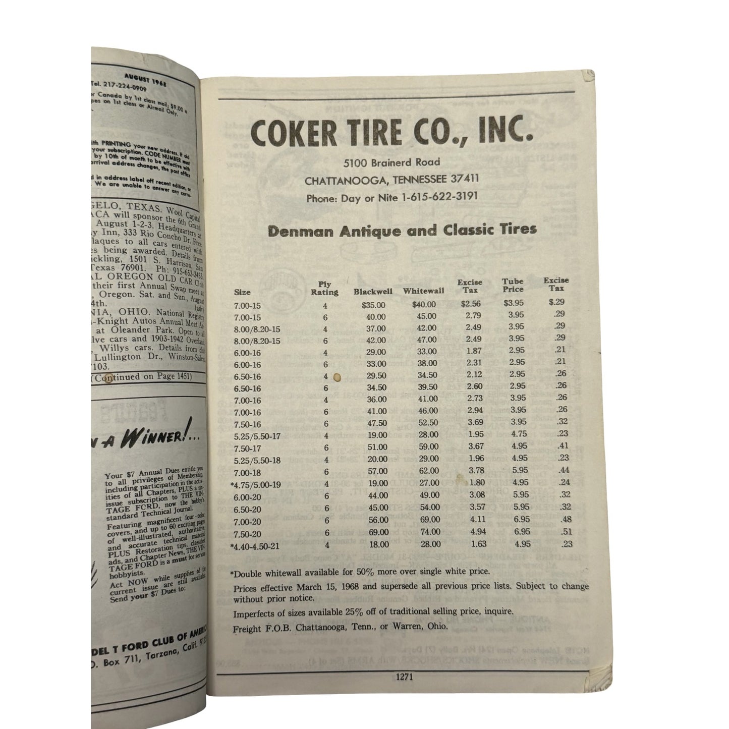 1968 Hemmings Motor News August 1968 Antique & Classic Car Magazine Vintage Auto Ads