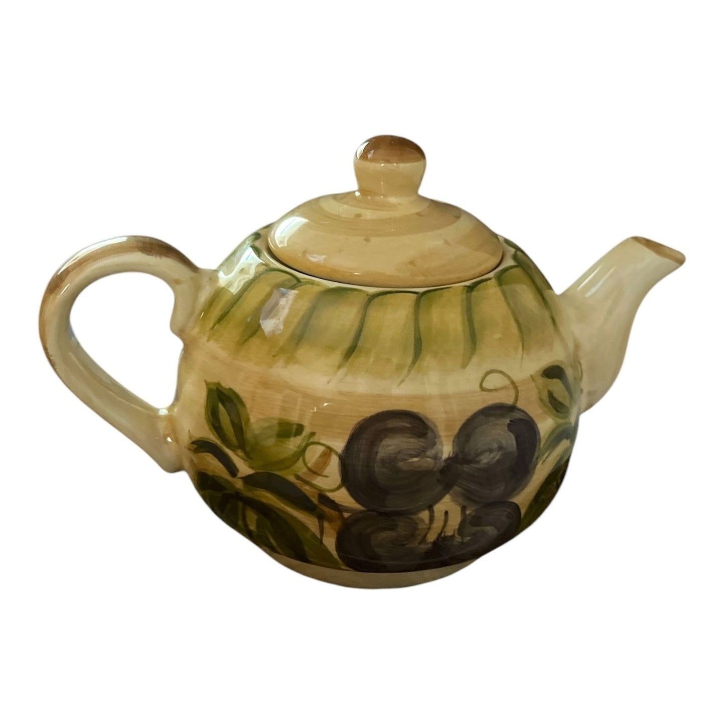 Tabletops Unlimited Provincial Grapes Teapot Hand Painted Ceramic Vintage