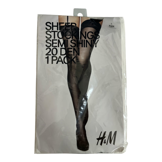 H&M Sheer Stockings Semi-Shiny 20 Denier – Size L Black, Made in Italy