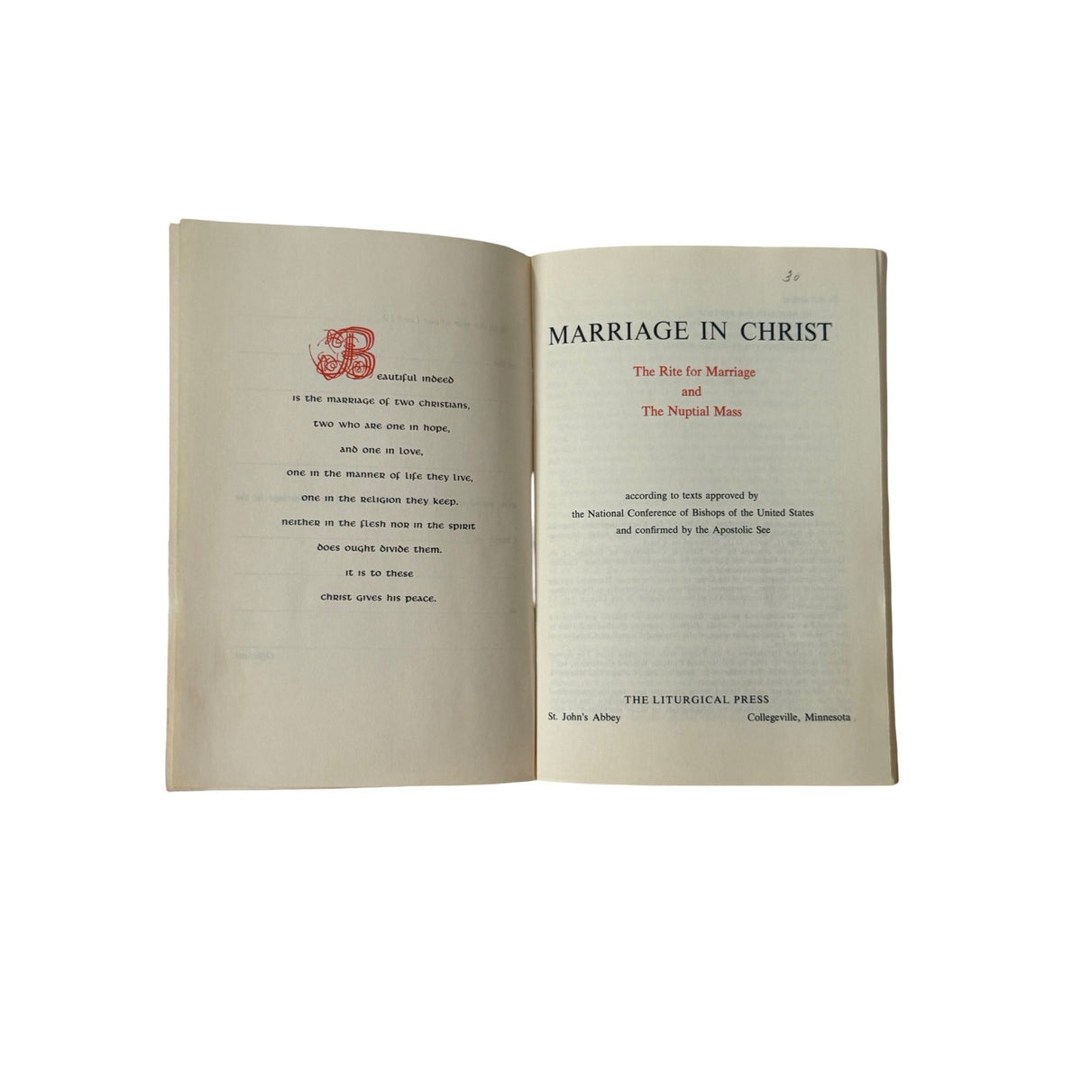 Vintage 1970 Marriage in Christ Catholic Wedding Nuptial Mass Liturgical Press