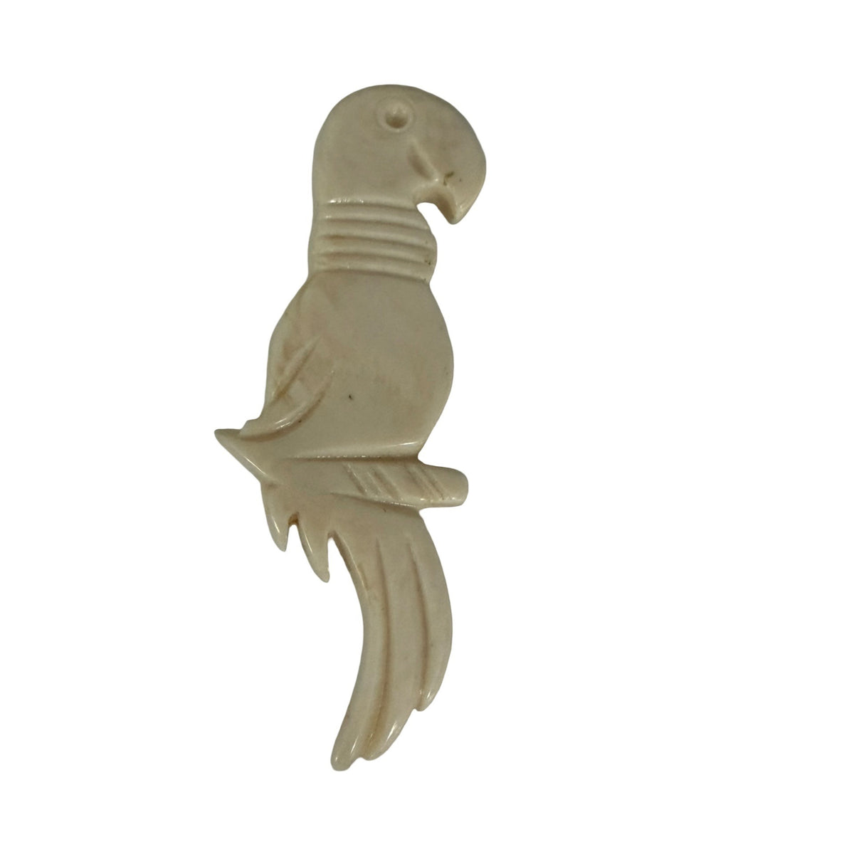 Vintage Cream Parrot Bird Brooch Pin Carved Look Tropical Figural Jewelry 3 Inch
