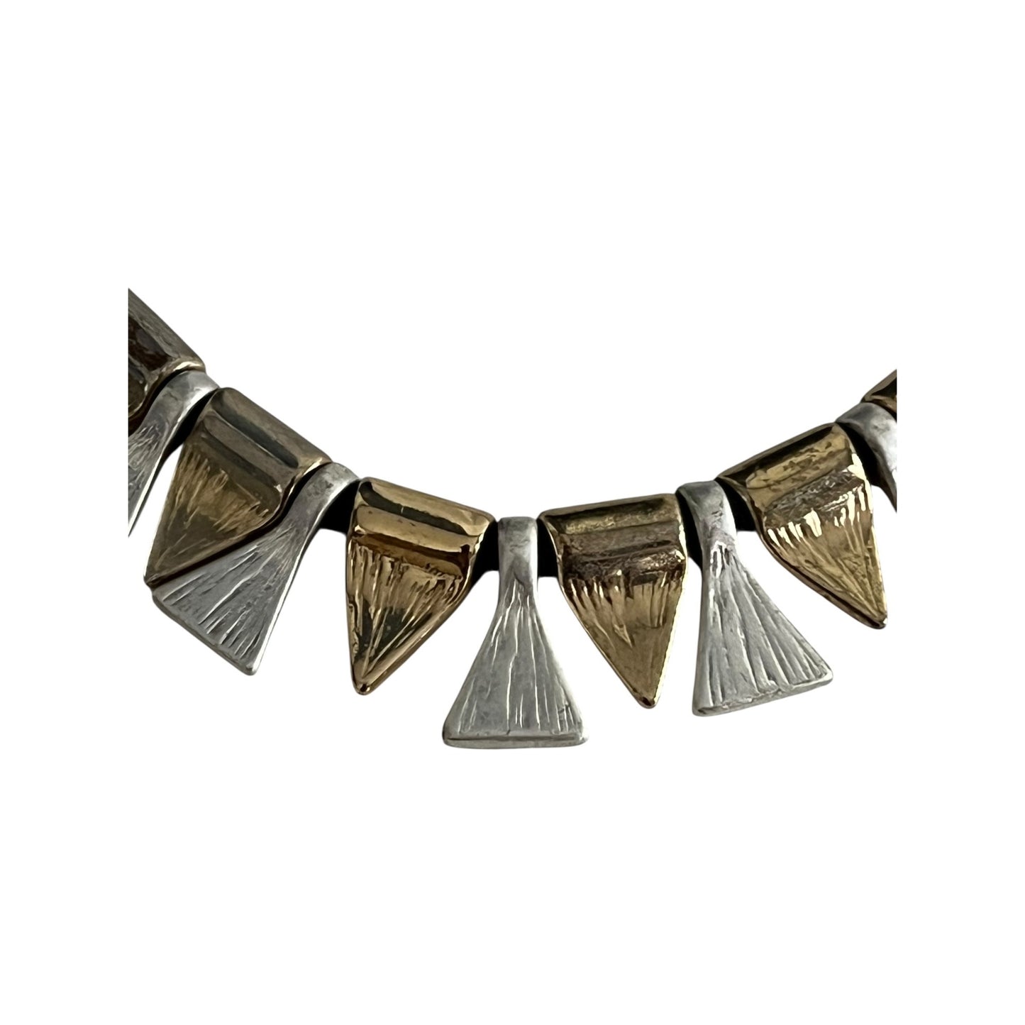 Gold Silver Tone Geometric Fringe Necklace Statement Black Cord Adjustable 14” Modern