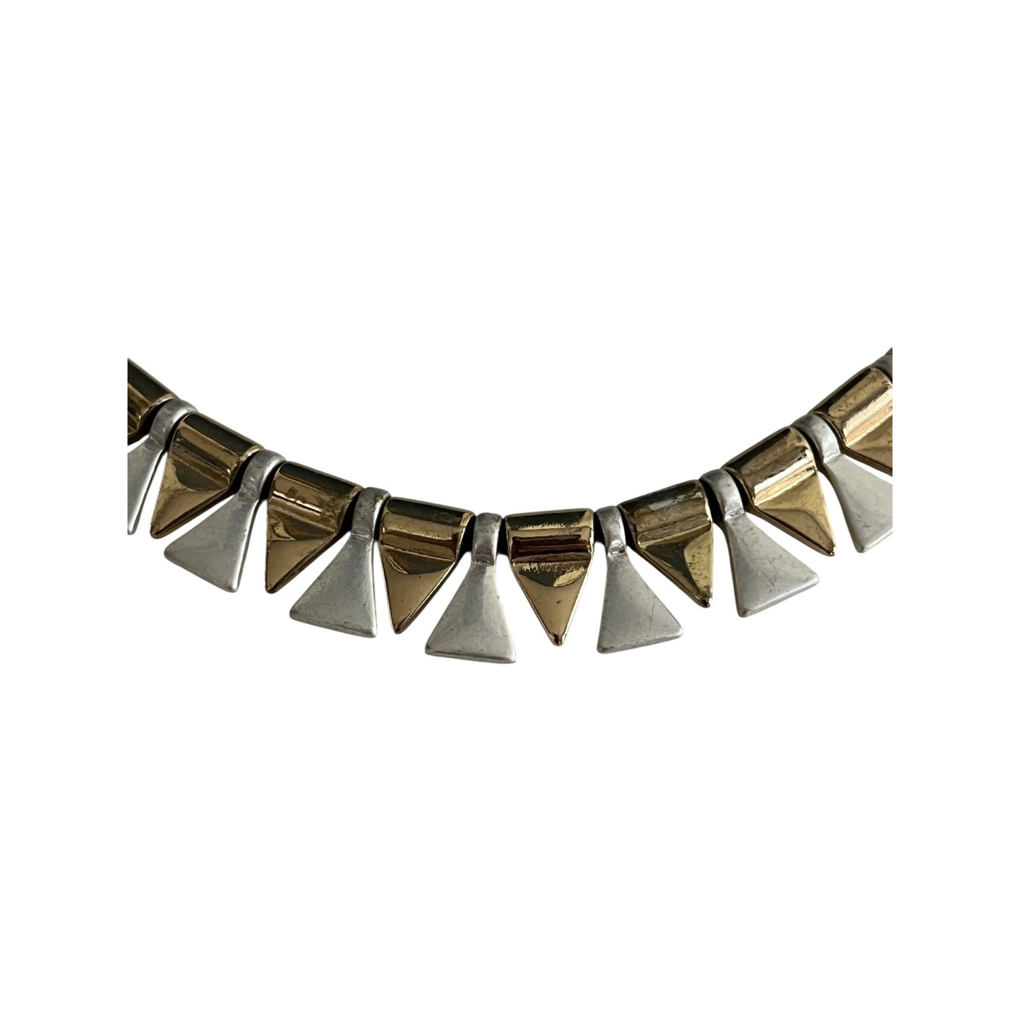 Gold Silver Tone Geometric Fringe Necklace Statement Black Cord Adjustable 14” Modern
