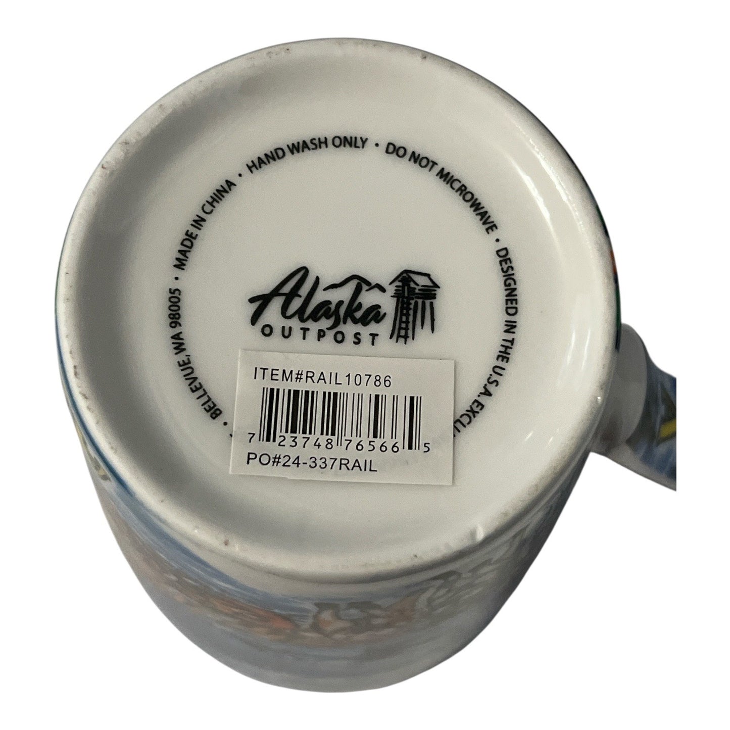 Vintage Alaska Outpost Scenic Wildlife Train Coffee Mug Bear Moose Eagle