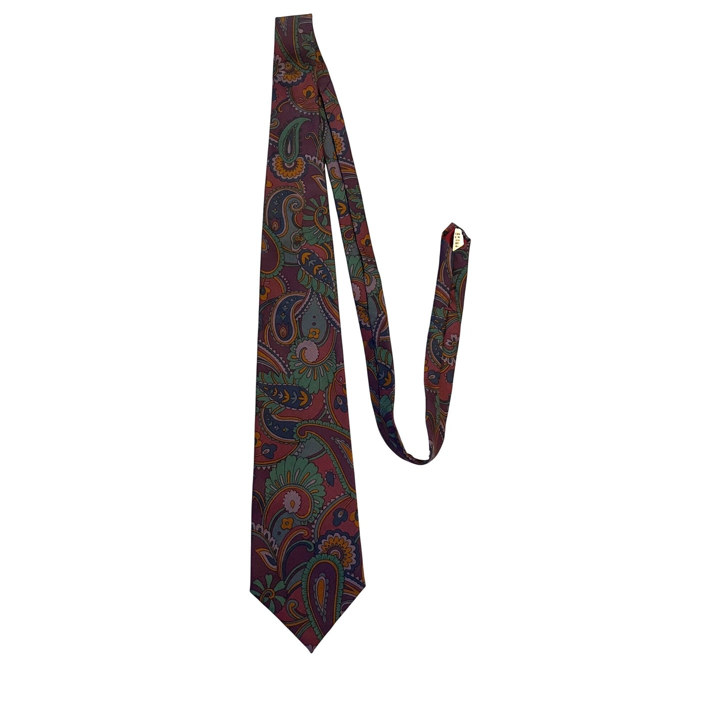 Vintage Carlos Tomasini Paisley Tie Burgundy Teal Madder Print USA Wide Retro Necktie