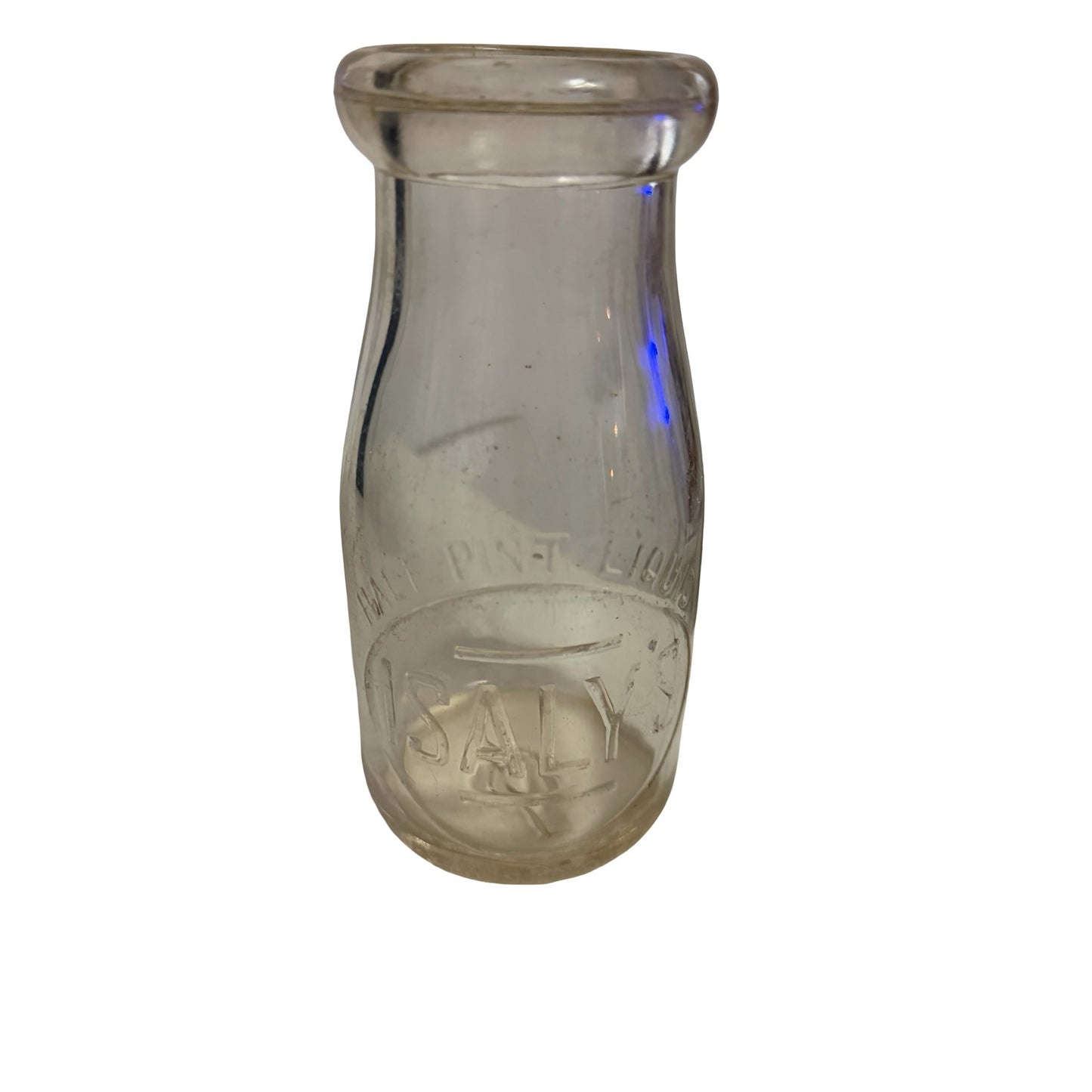 Isaly's Half Pint Embossed Milk Bottle Youngstown Ohio Vintage Dairy Glass