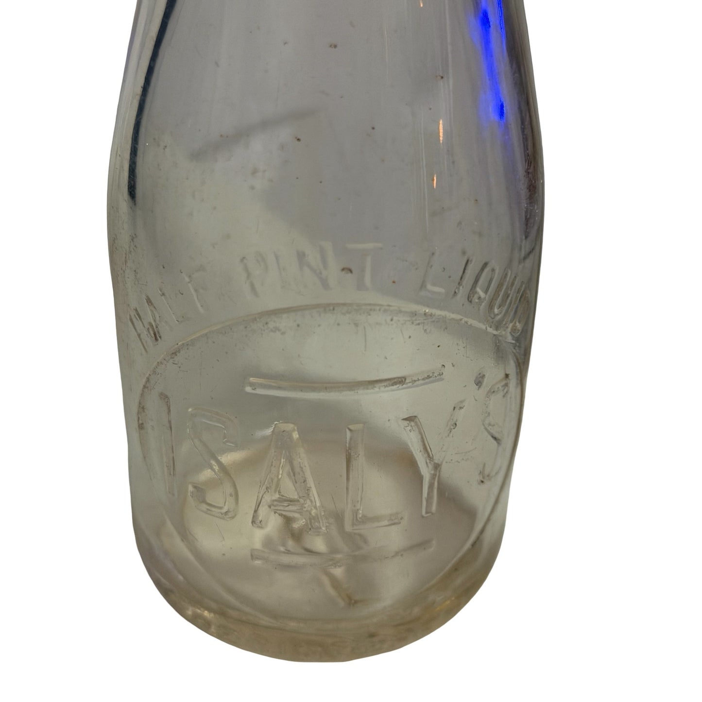 Isaly's Half Pint Embossed Milk Bottle Youngstown Ohio Vintage Dairy Glass