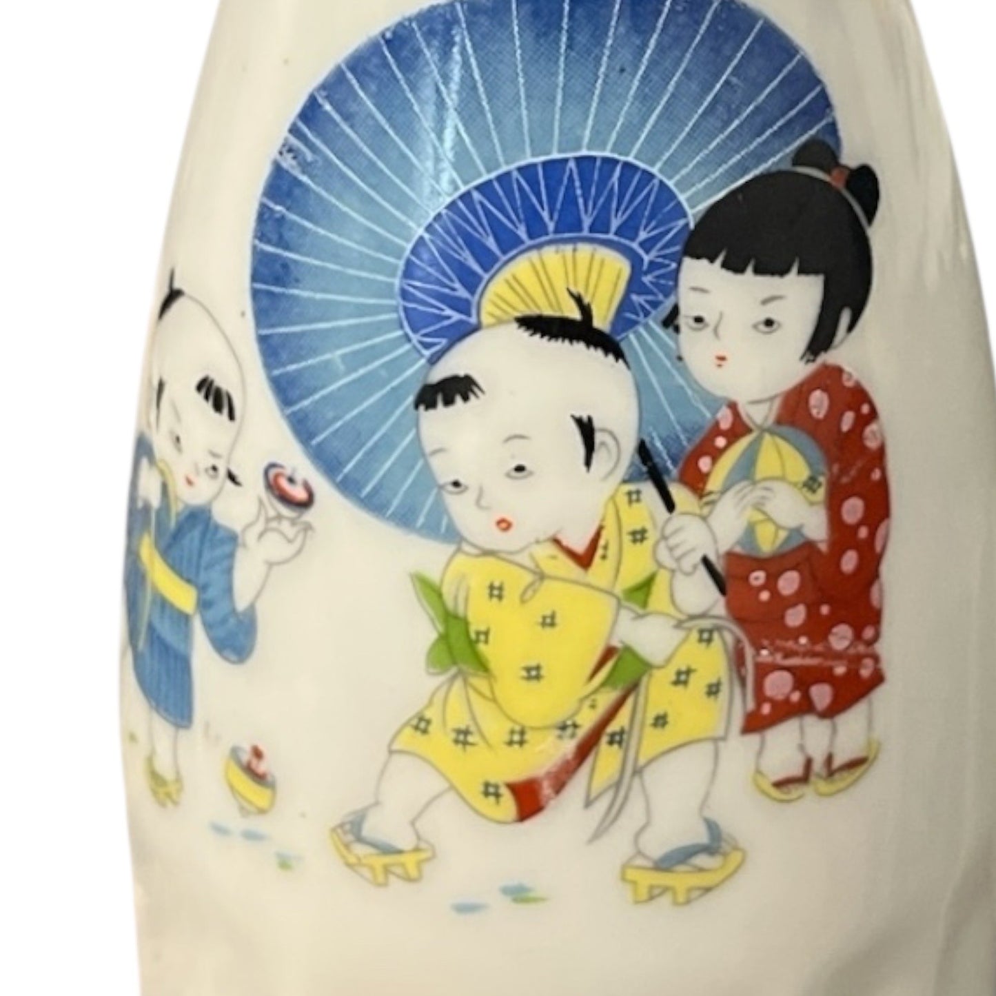 Vintage 1970s TTC China Sake Bottle with Mismatched Melamine Cup – Made in Taiwan R.O.C. – Japanese Children Design