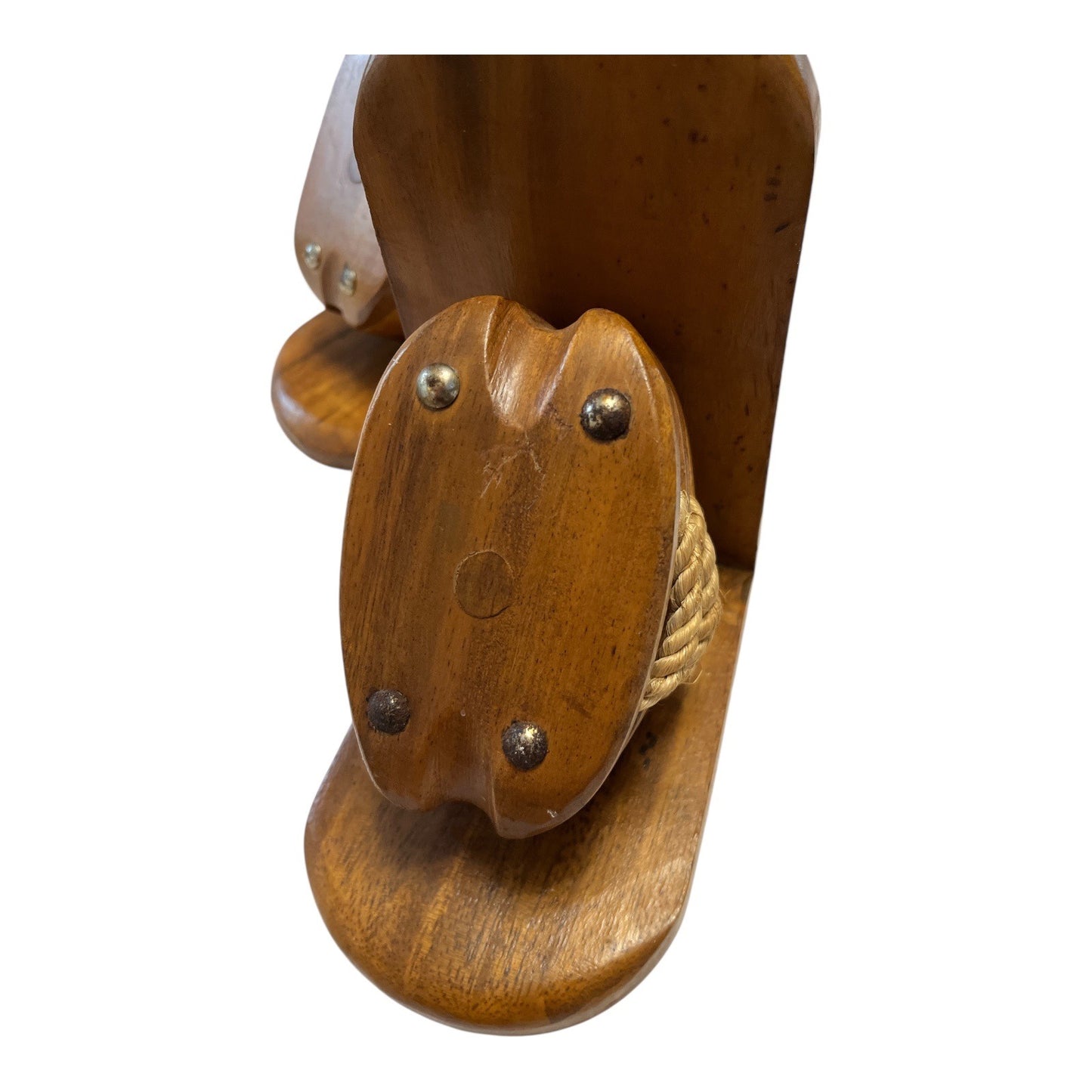 Vintage 1970s Price Products Nautical Pulley Bookends – Wood and Rope