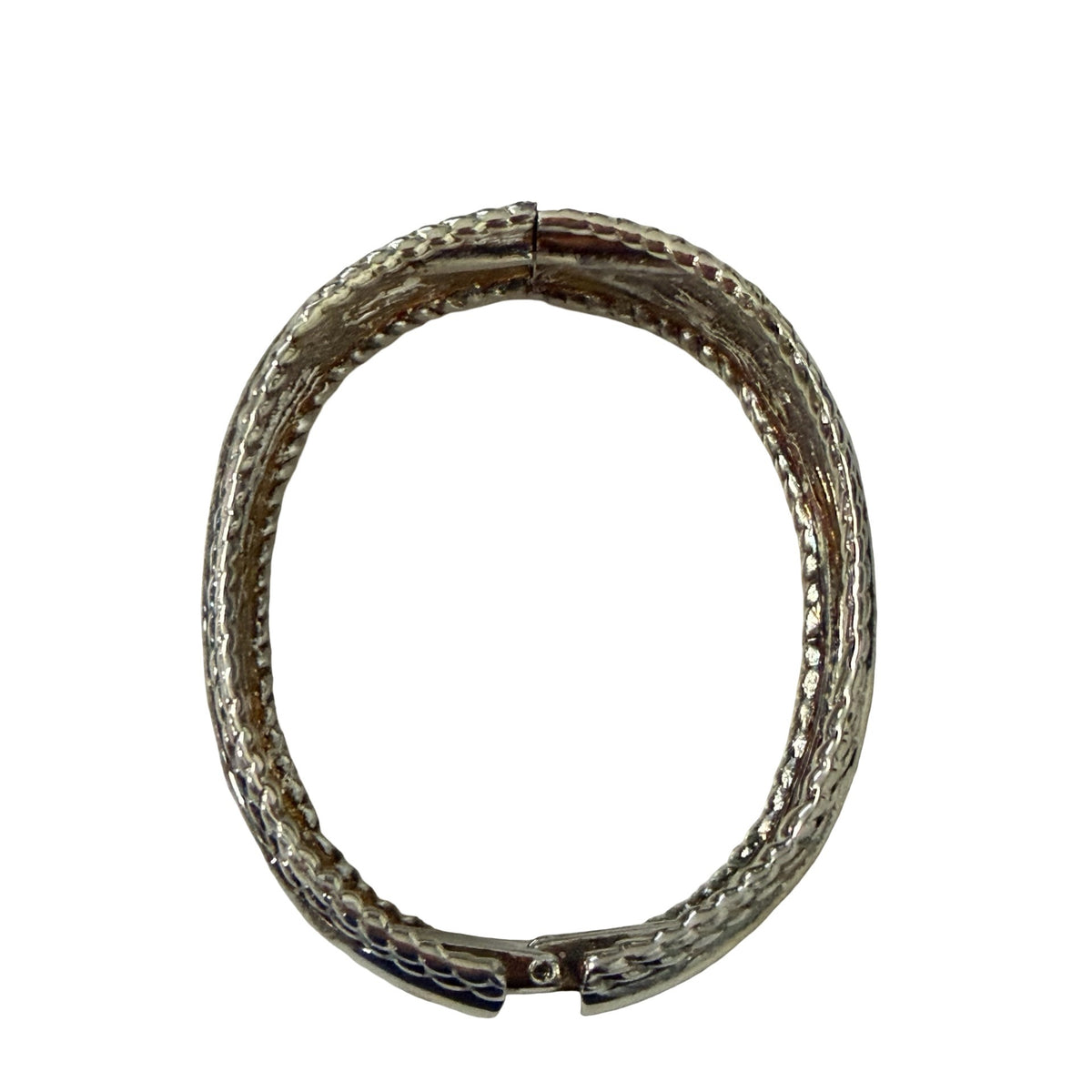 Vintage Chunky Silver Tone Hinged Bangle Bracelet Braided Rope Clamper