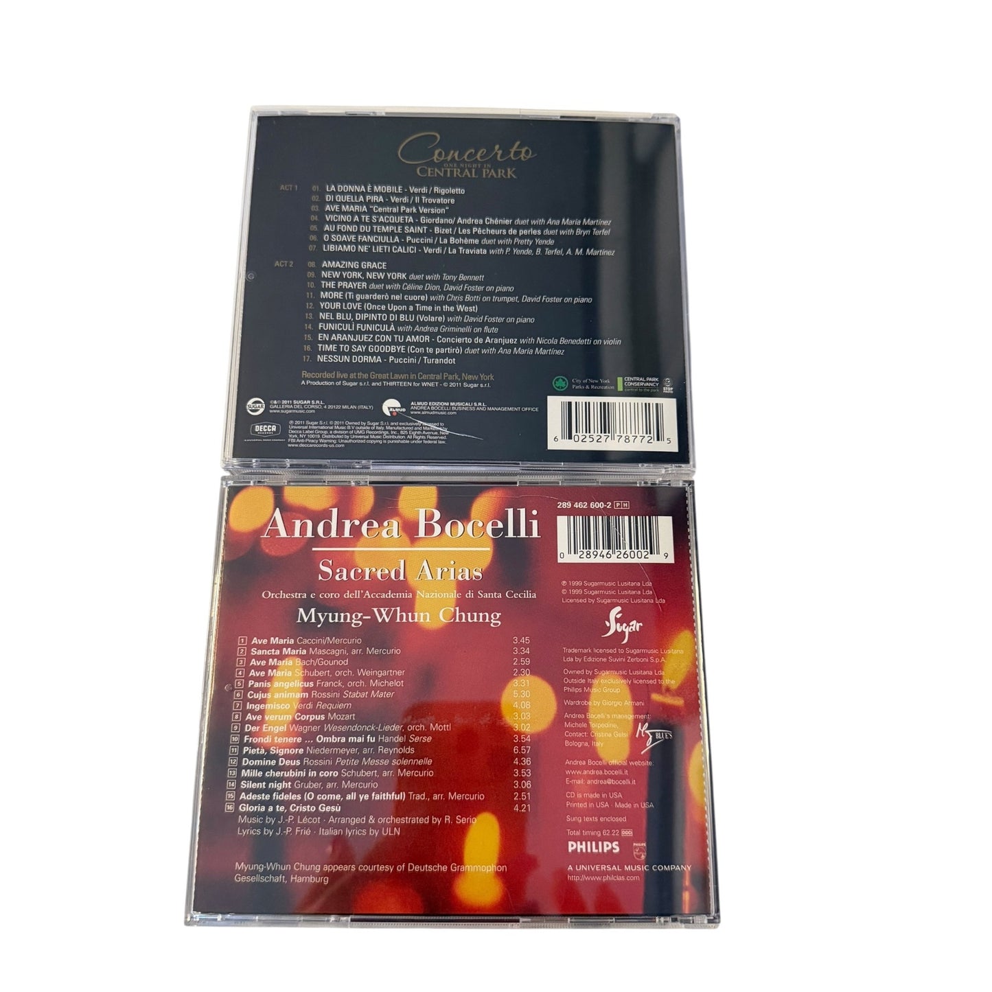 Andrea Bocelli CD Lot Concerto One Night in Central Park & Sacred Arias Classical Crossover
