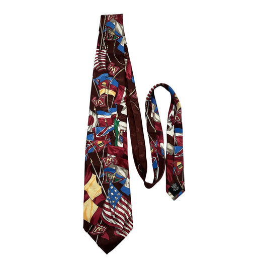 Vintage 1994 McDonald's "The Collection" Necktie – International Flags Design – Made in USA – 56" x 3.75"