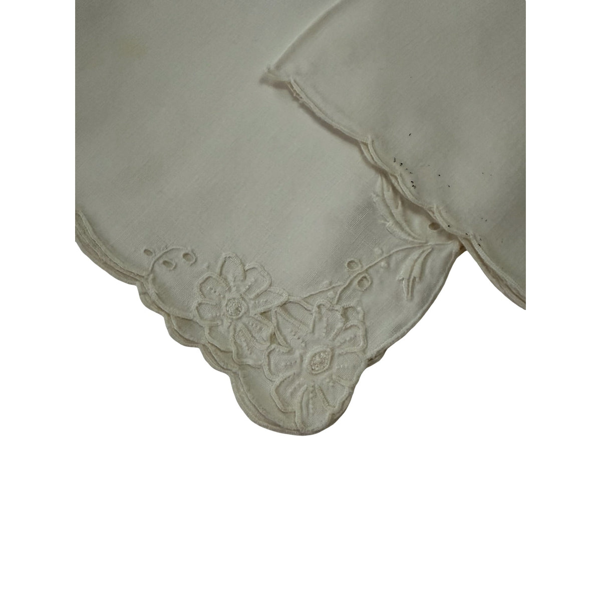 Vintage White Embroidered Placemats Napkins 7 Piece Madeira Style Floral Cutwork