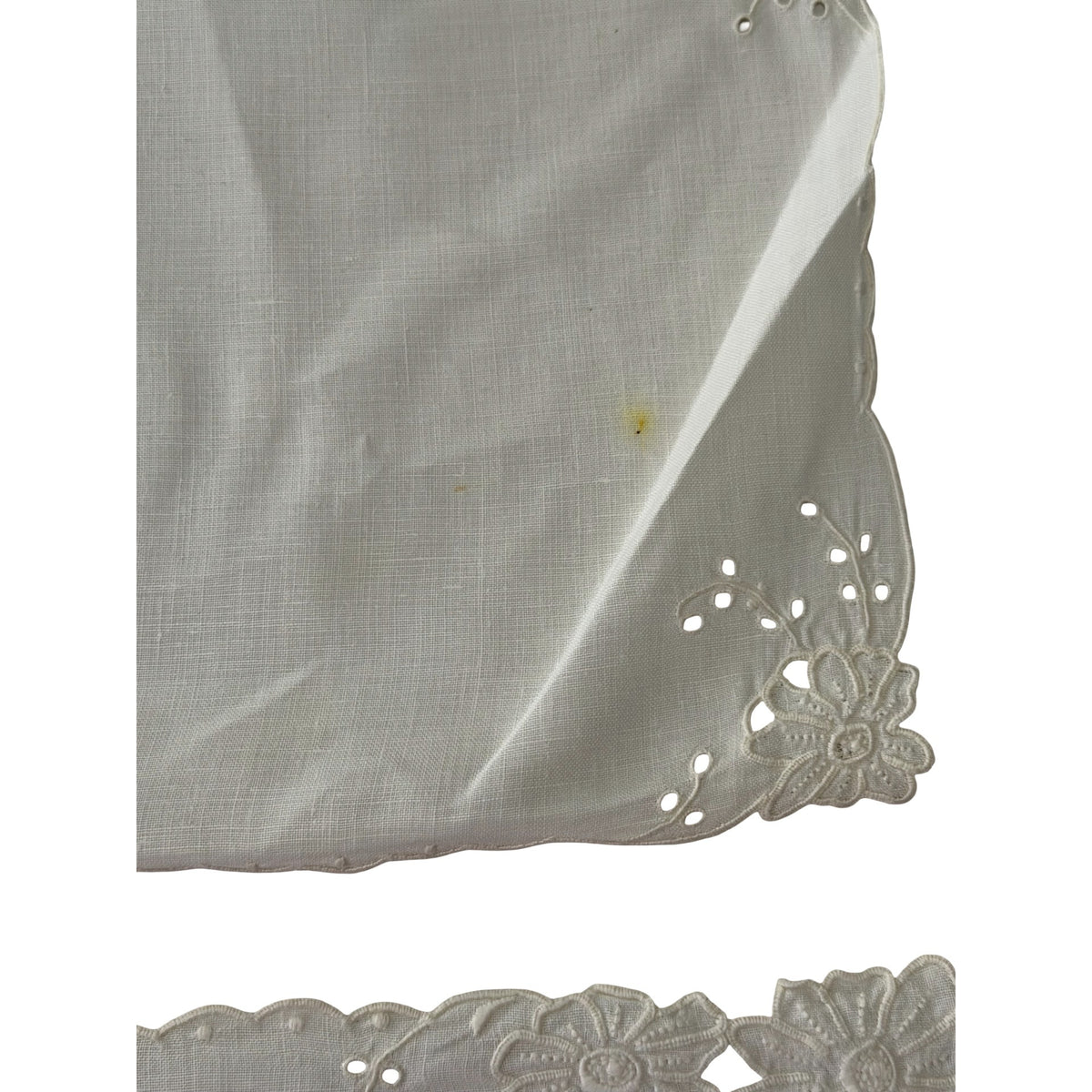 Vintage White Embroidered Placemats Napkins 7 Piece Madeira Style Floral Cutwork