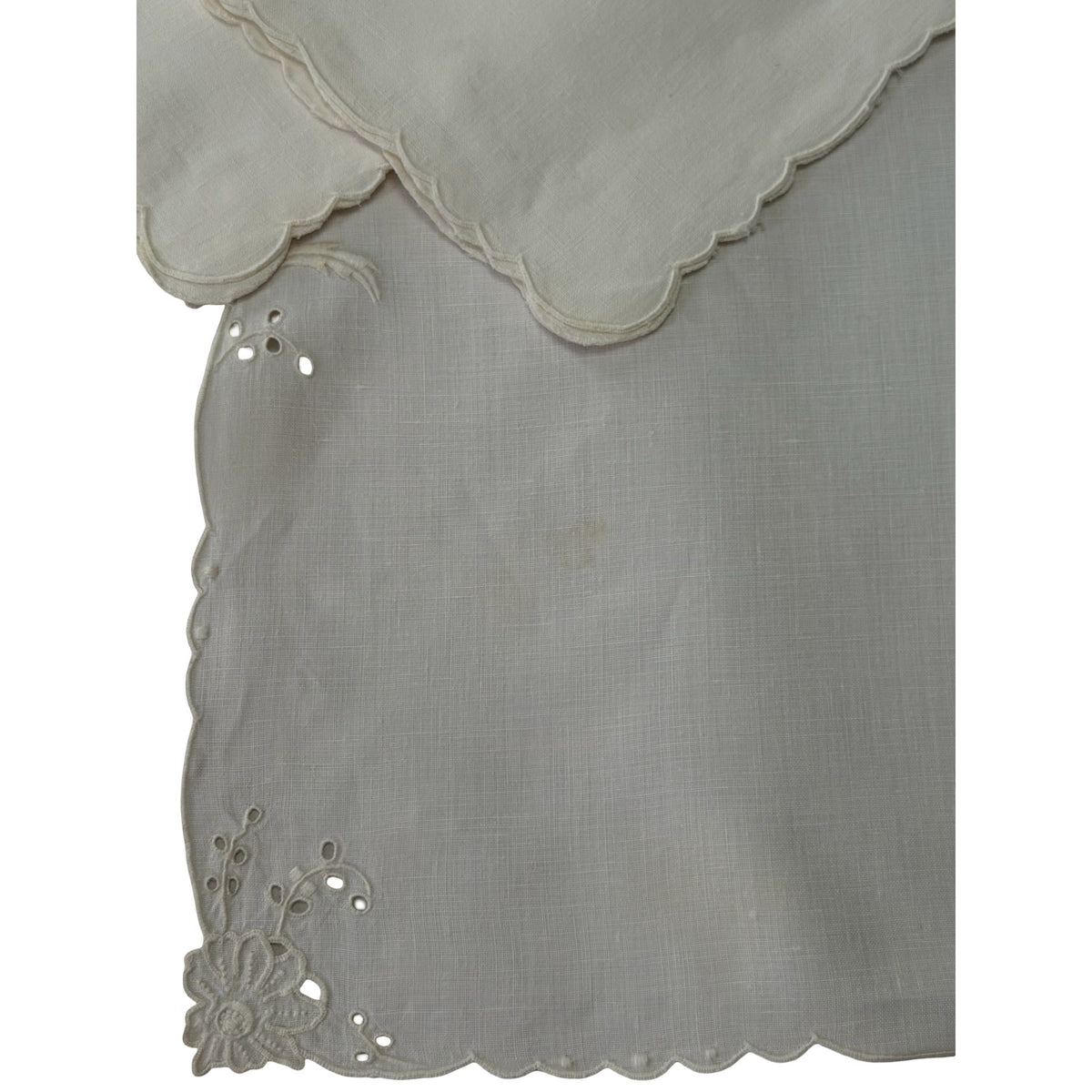 Vintage White Embroidered Placemats Napkins 7 Piece Madeira Style Floral Cutwork