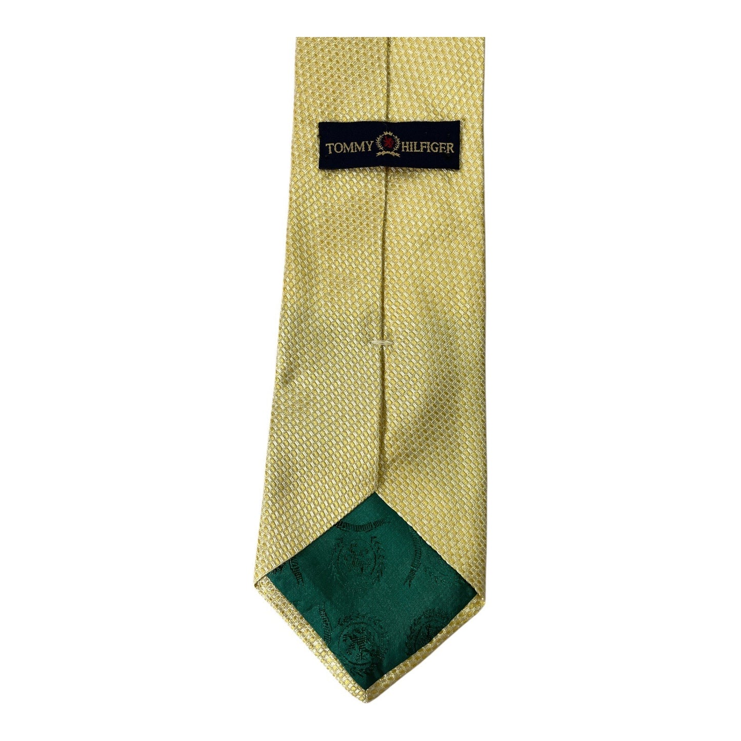 Tommy Hilfiger 100% Silk Tie Yellow Geometric Pattern Made in USA