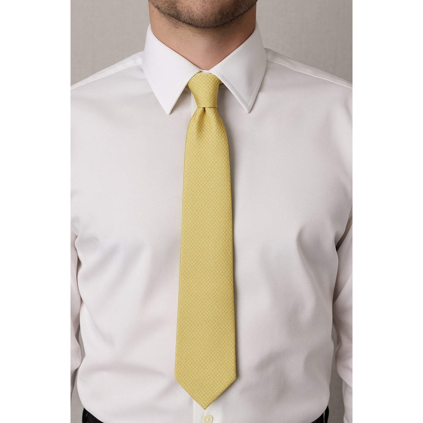 Tommy Hilfiger 100% Silk Tie Yellow Geometric Pattern Made in USA