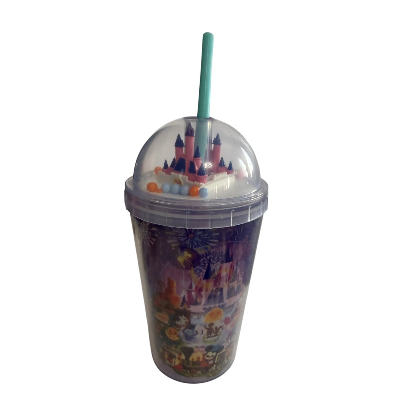 Disney Parks Castle Dome Tumbler with Straw Fantasyland Fireworks Mickey 14.2 oz
