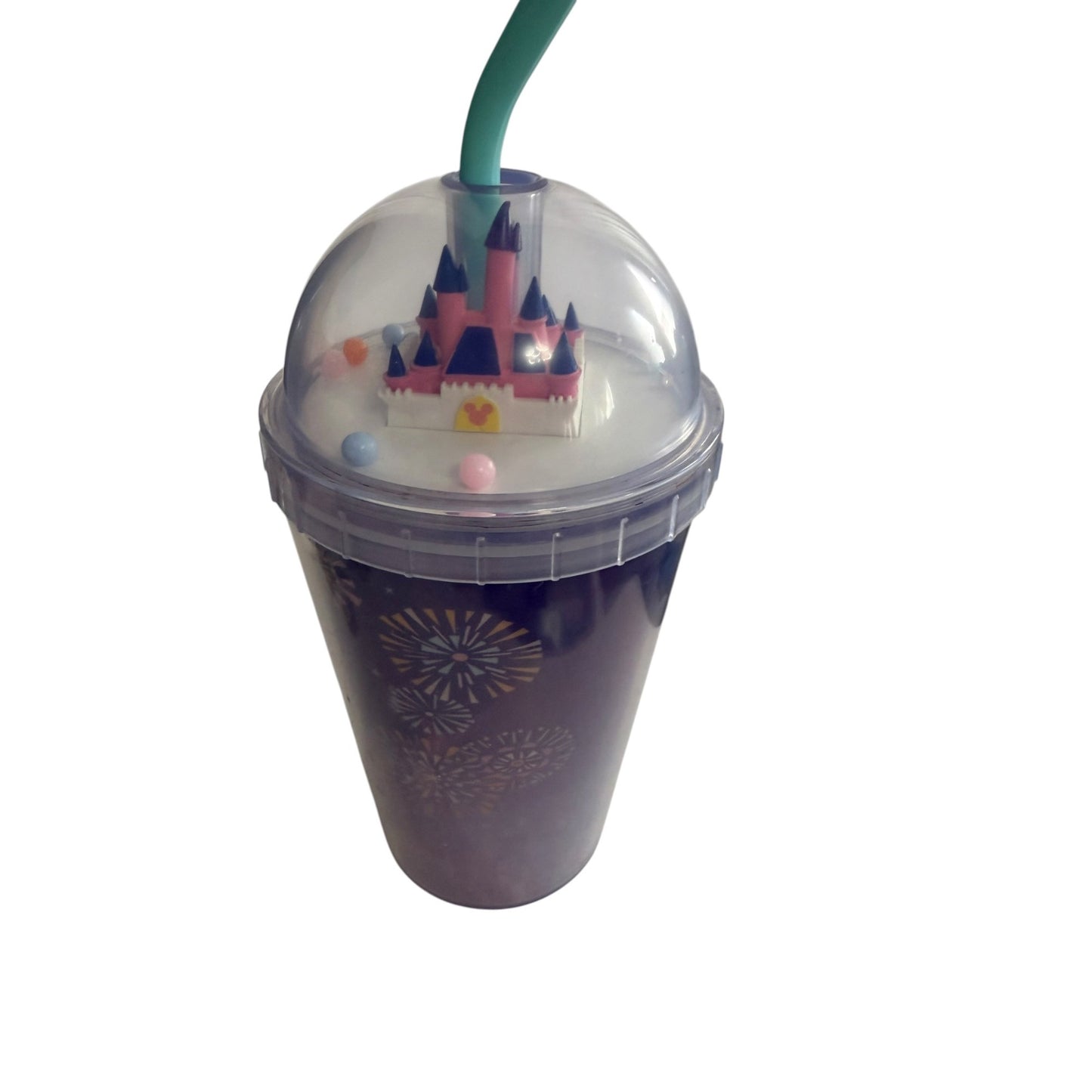Disney Parks Castle Dome Tumbler with Straw Fantasyland Fireworks Mickey 14.2 oz