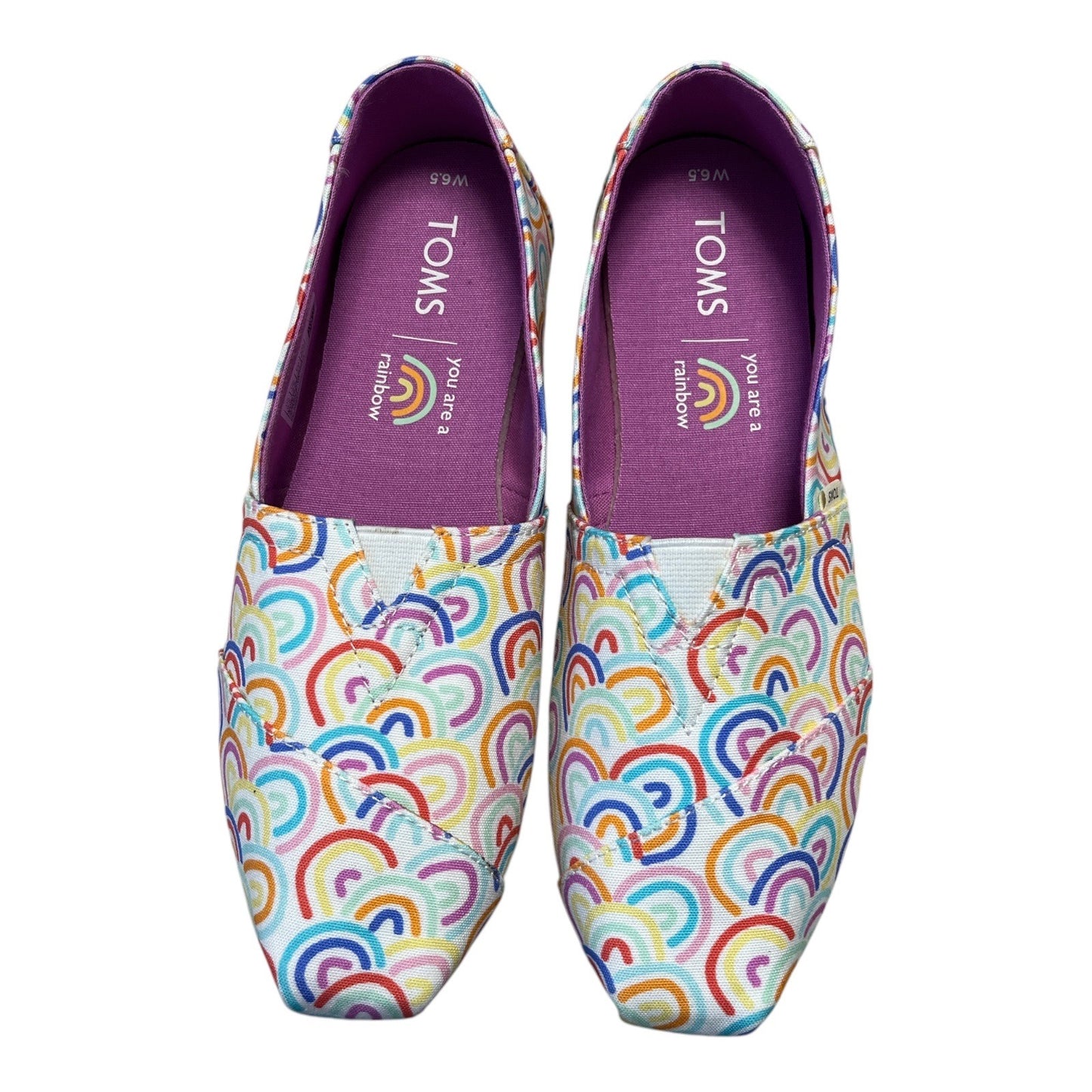 Toms Womens Rainbow Print Canvas Slip-On Shoes Size 6.5