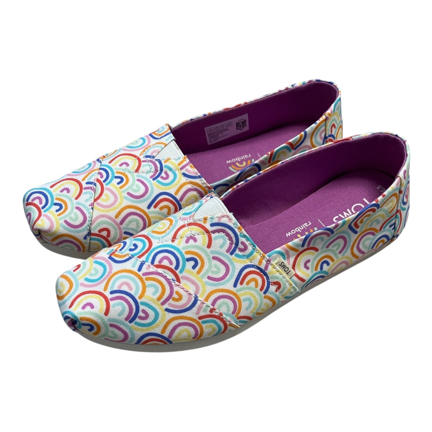 Toms Womens Rainbow Print Canvas Slip-On Shoes Size 6.5