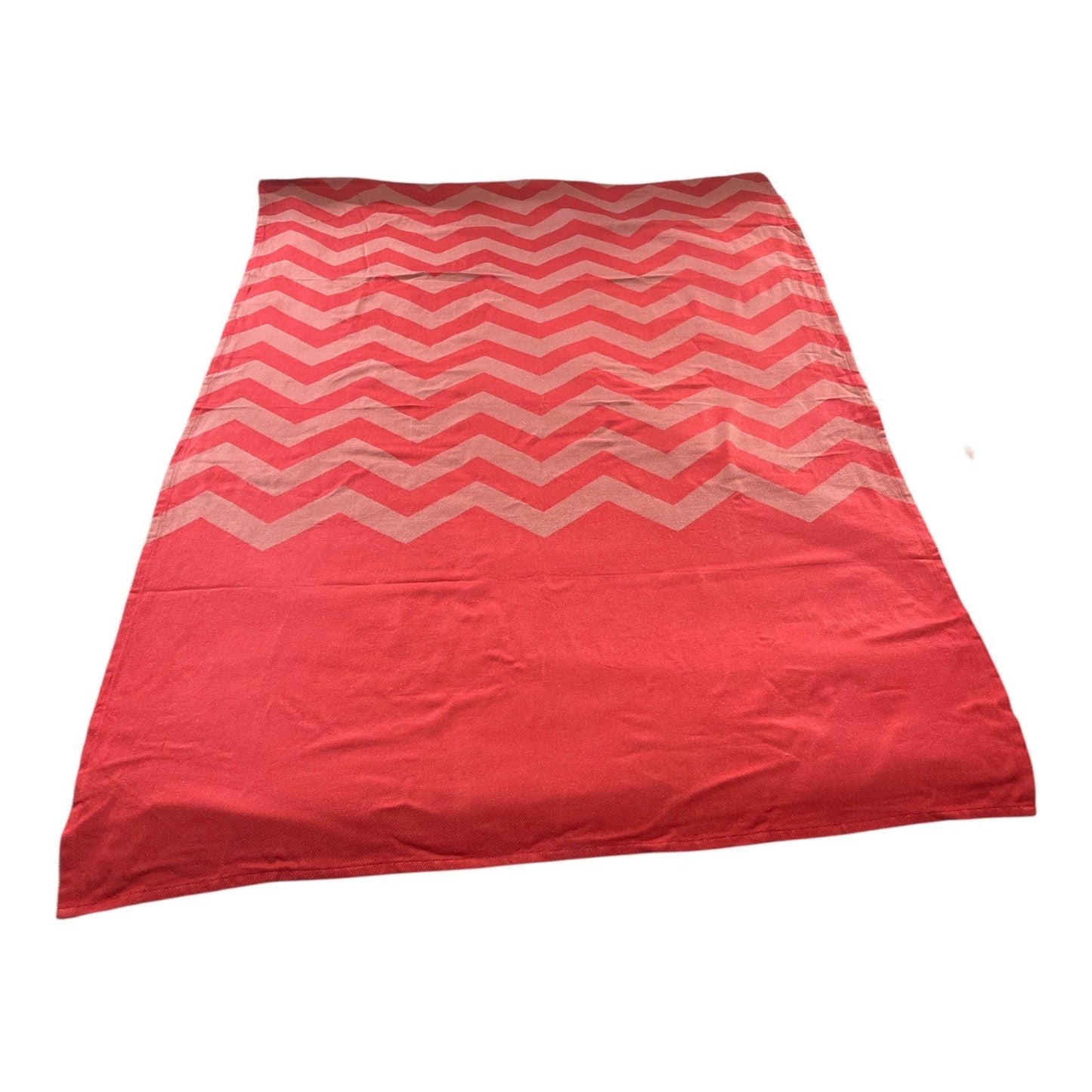 Red Chevron Tablecloth / Table Topper – Modern Woven Zigzag – 56 x 39
