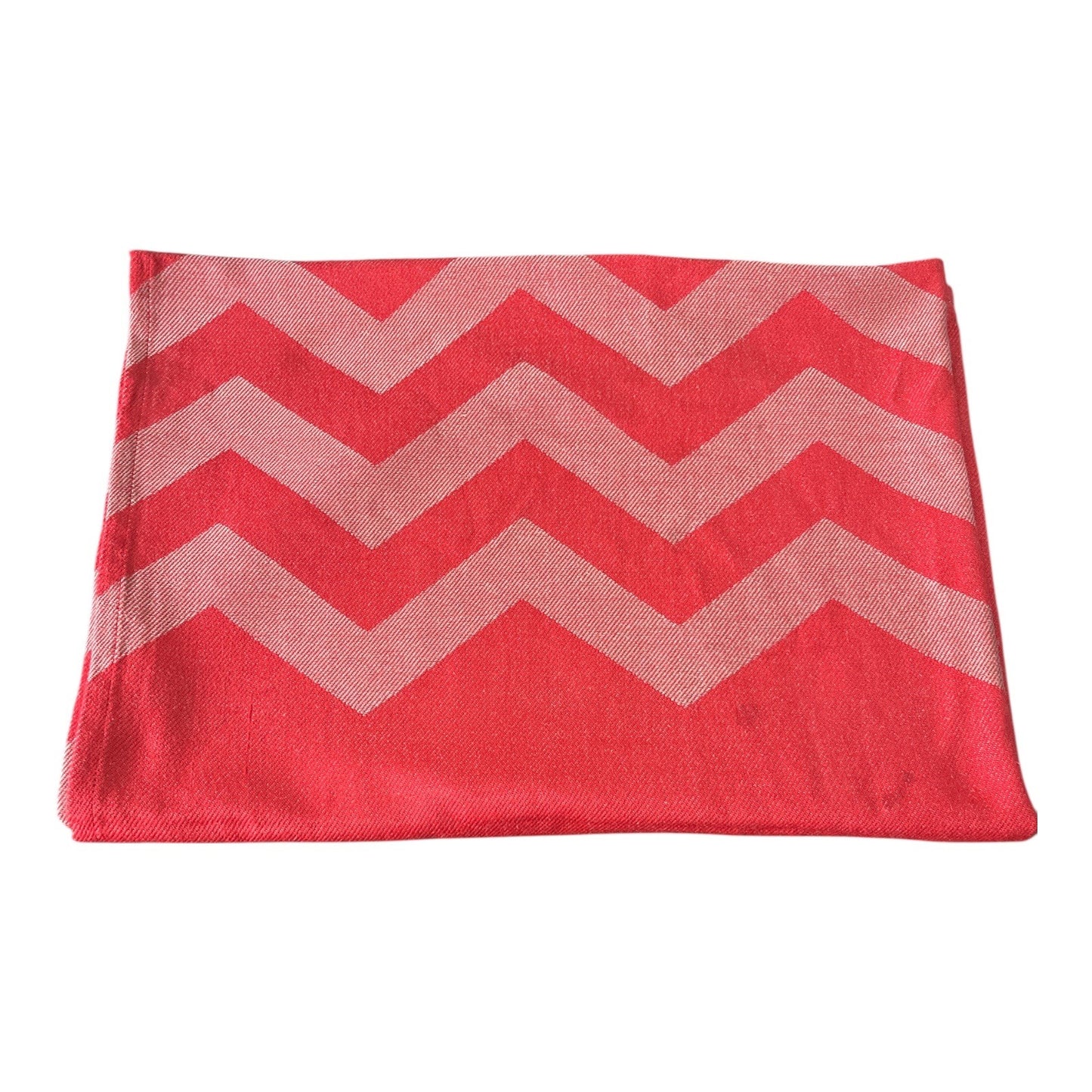 Red Chevron Tablecloth / Table Topper – Modern Woven Zigzag – 56 x 39