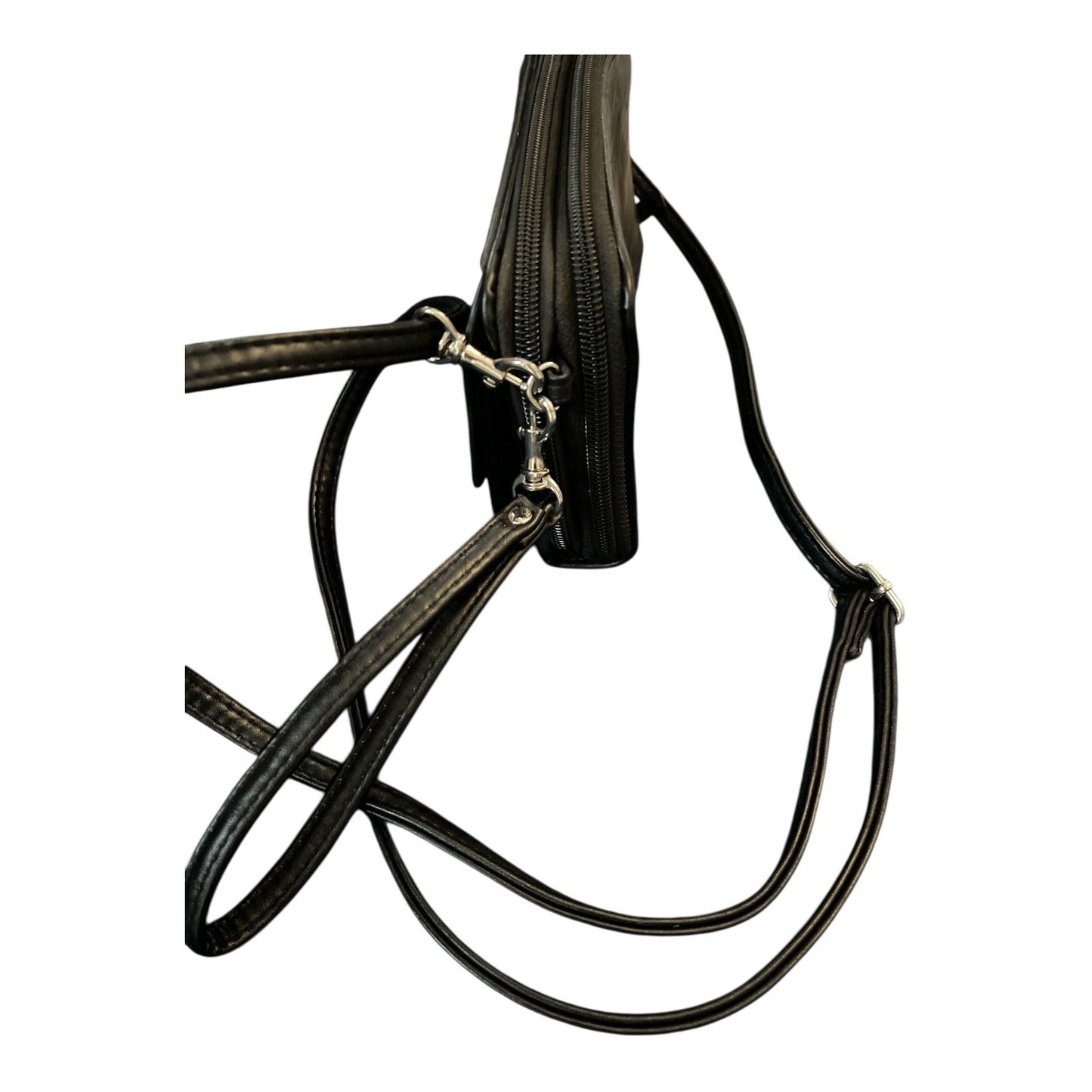 Bueno of California Black Faux Leather Wallet on a String Crossbody Bag