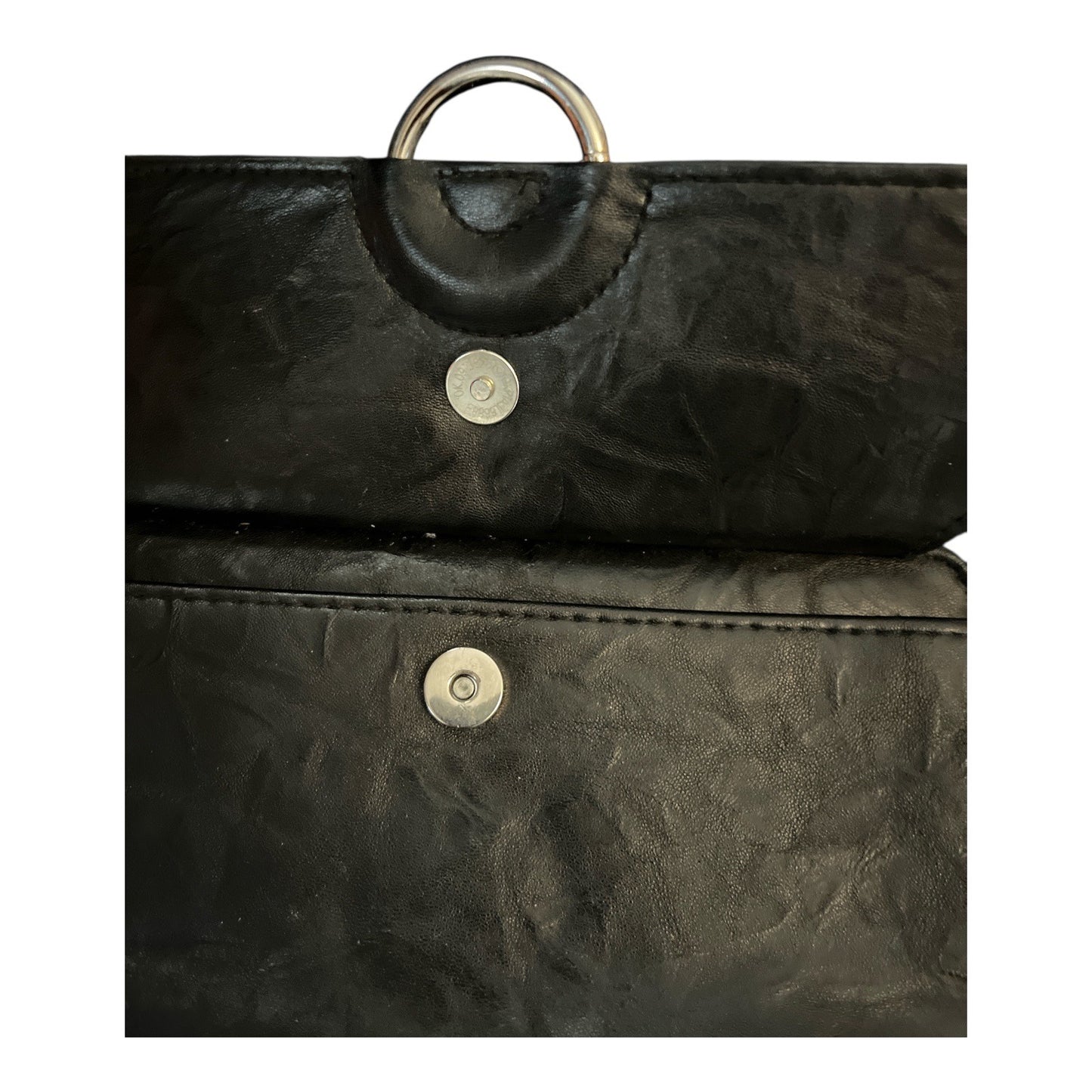 Bueno of California Black Faux Leather Wallet on a String Crossbody Bag