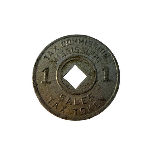 Vintage Tax Commission Sales Tax Token 1 Mill Metal Tax Token Square Hole Collectible