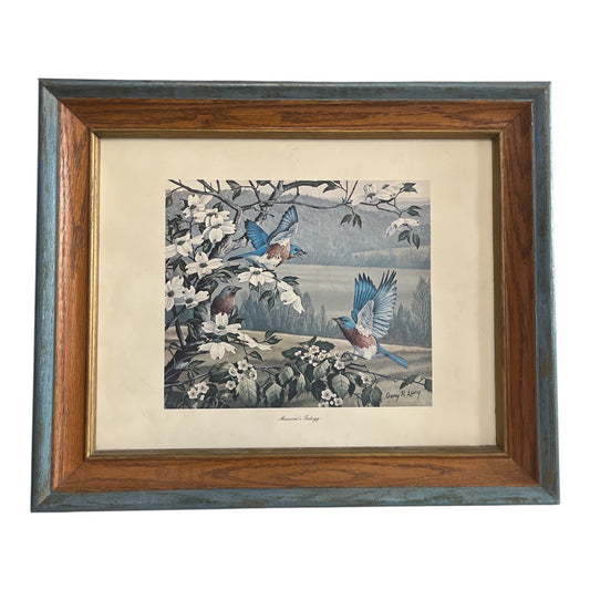 Vintage Gary R. Lucy Missouri’s Trilogy Framed Bird Print Rustic Wood Frame Wall Art 17x14