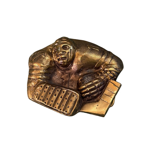 Vintage Hockey Player Belt Buckle The Great American Buckle Co 1981 Serial 801 USA 3.25x2.5