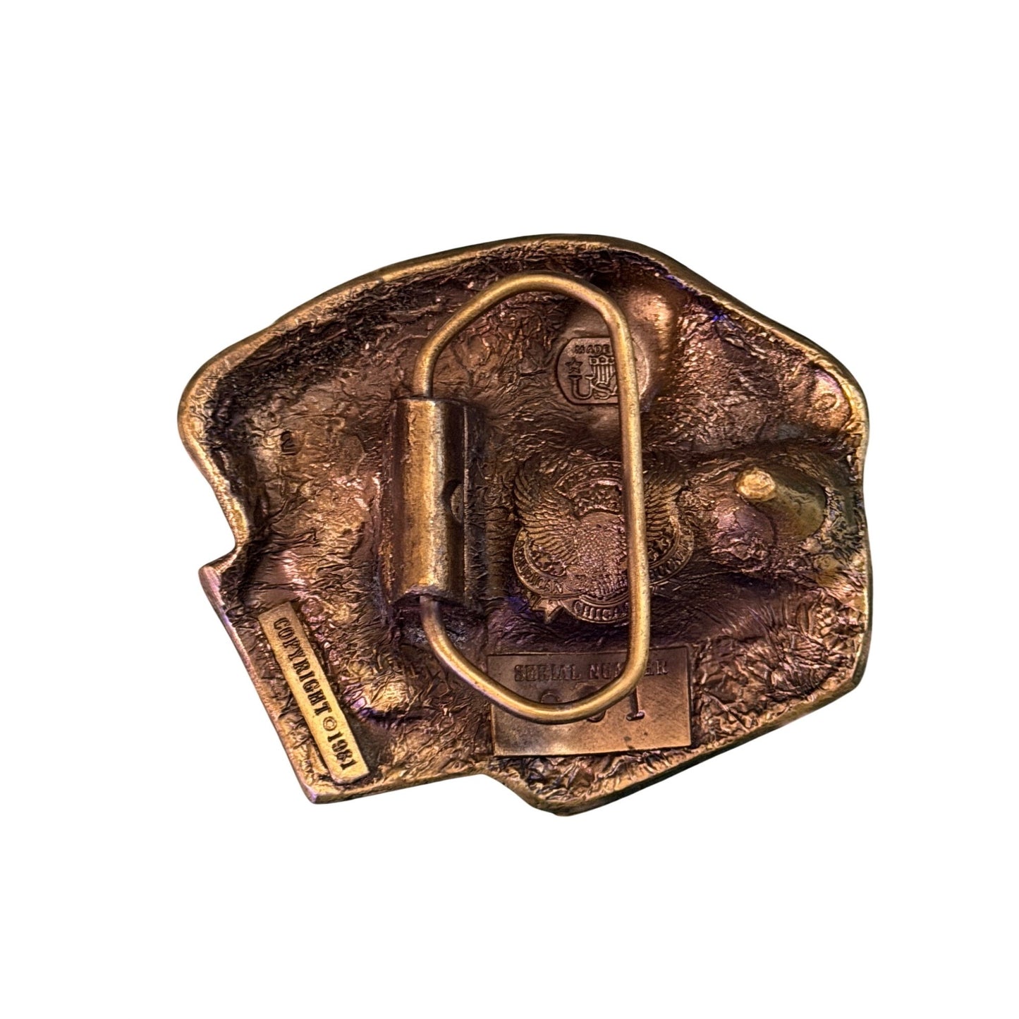 Vintage Hockey Player Belt Buckle The Great American Buckle Co 1981 Serial 801 USA 3.25x2.5