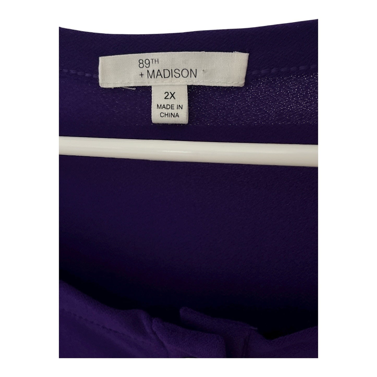 89th + Madison Women’s 2X Purple Short Sleeve Top with Rhinestone Toggle Accents