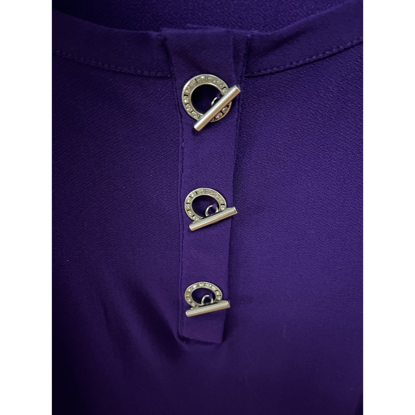 89th + Madison Women’s 2X Purple Short Sleeve Top with Rhinestone Toggle Accents
