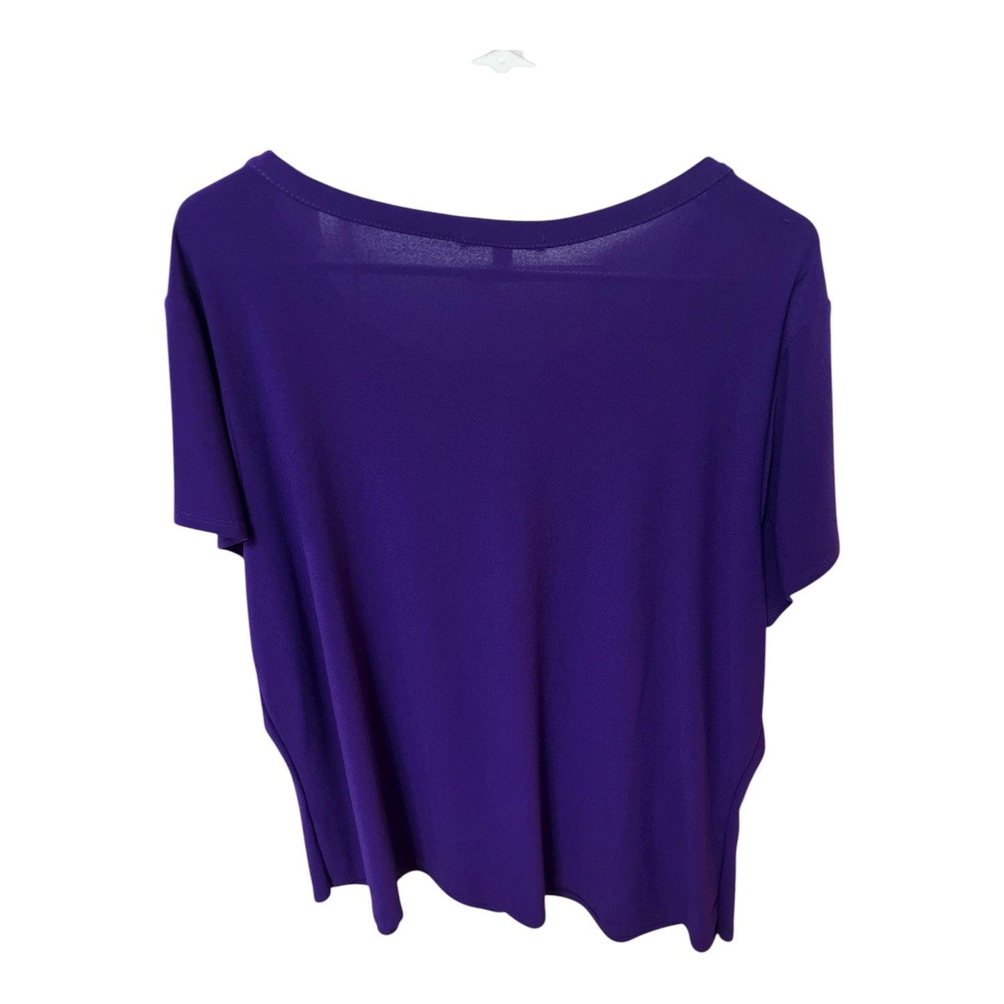 89th + Madison Women’s 2X Purple Short Sleeve Top with Rhinestone Toggle Accents